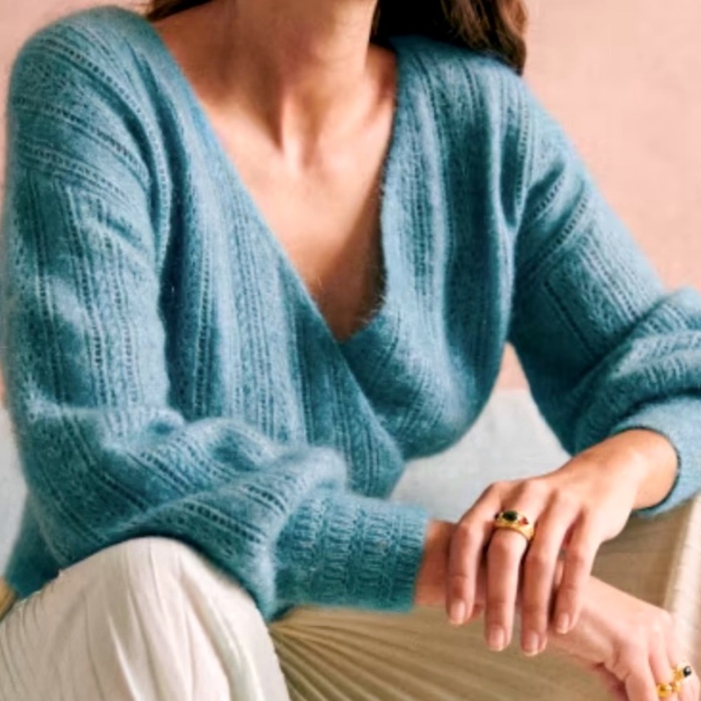 Sezane Blue Knit Sweater